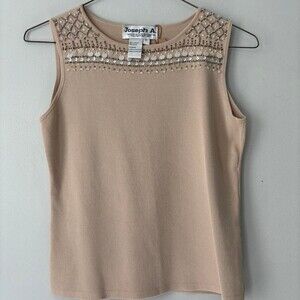 Y2K Fairycore Tan Beaded Sequin Festival Tank Top - Size Small